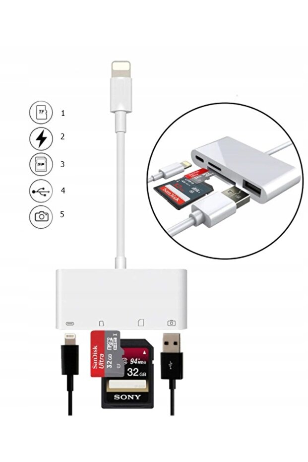 Lightning micro SD USB iPhone Card Reader Adapter - 6