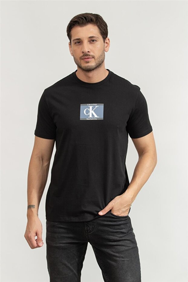 Erkek Bisiklet Yaka T-Shirt Siyah - 1