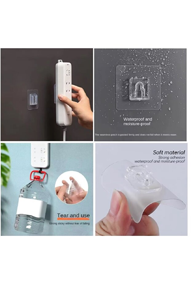 (5+5=10XADET) 5 TAKIM KENDİNDEN YAPIŞKAN BANYO&MUTFAK&DUVAR ÇİFT TARAFLI SABİTLEME - 4