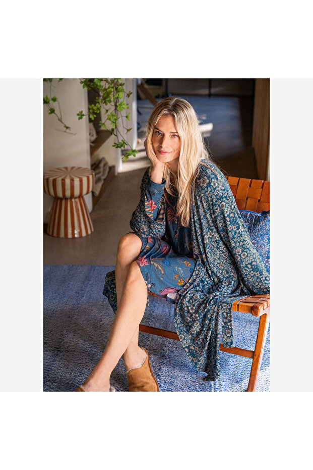Naomi Mavi Viscose Kimono - 2