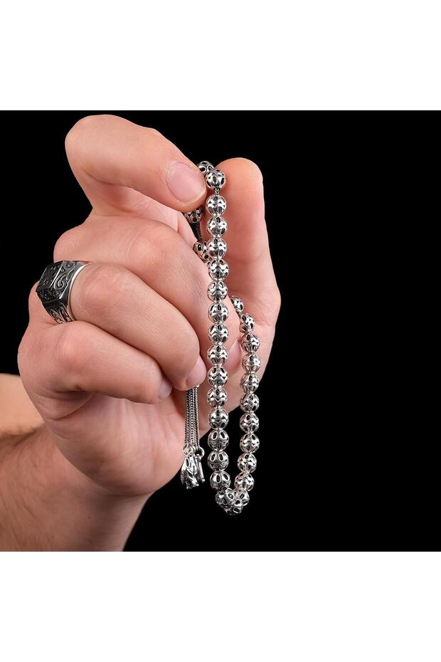 Kurt Başlı Harf Tasarım Gümüş Tesbih - 2