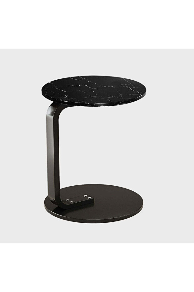 Side Table Small End Table, C-Shaped Wood Sofa Table with Metal Frame for Living Room, Bedroom, Smal