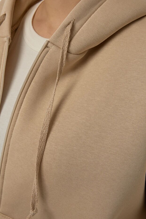 Oversize Fermuarlı Kapüşonlu Sweatshirt - 5