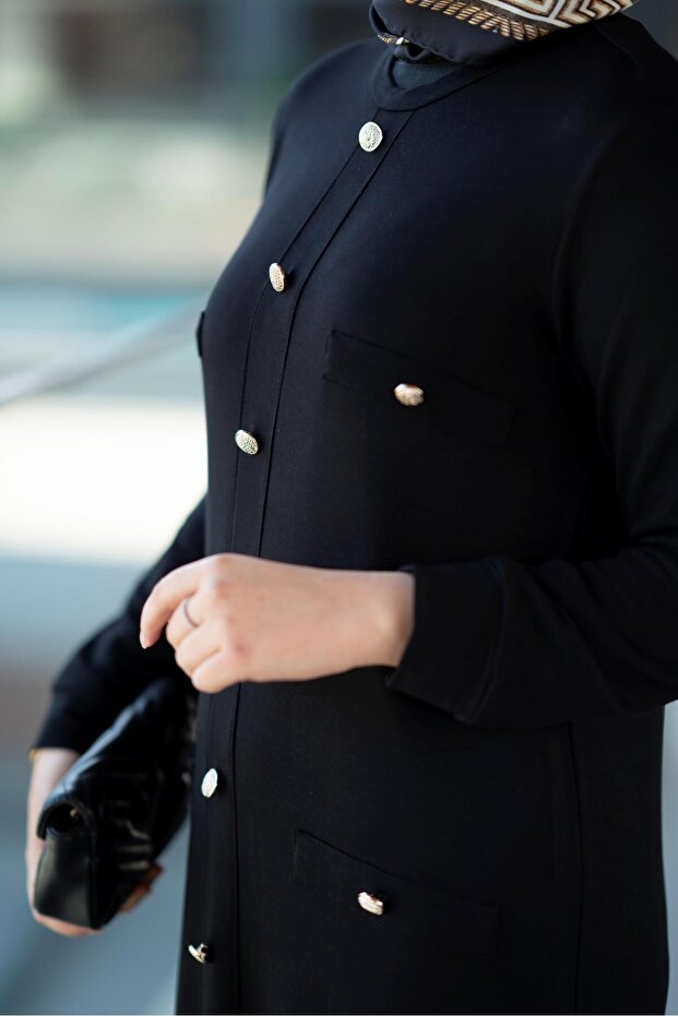 Günlük Şık Siyah Bambu Beyond Elbise - 4