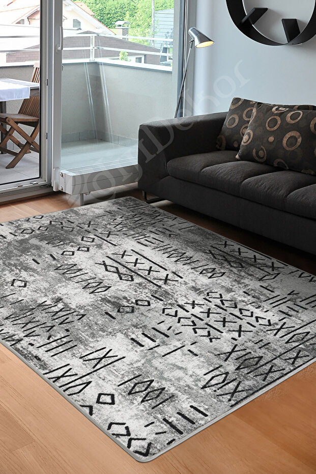 Nordic Carpet Gray Washable Non-Slip Cut Carpet Runner 80X100
