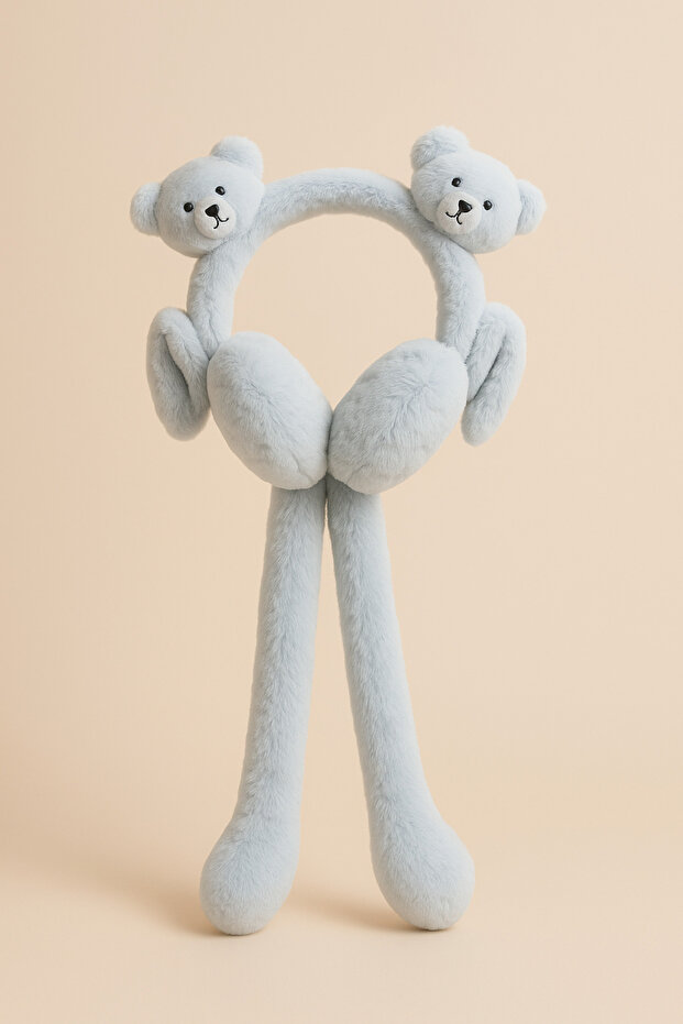 Children's Plush Headphones with Teddy Bear Accessories Blue