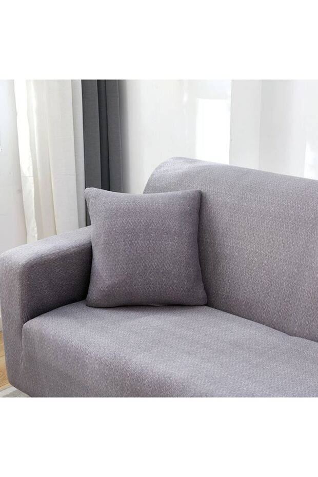 Texture Pattern Stretch Sofa Cover Grey - 2