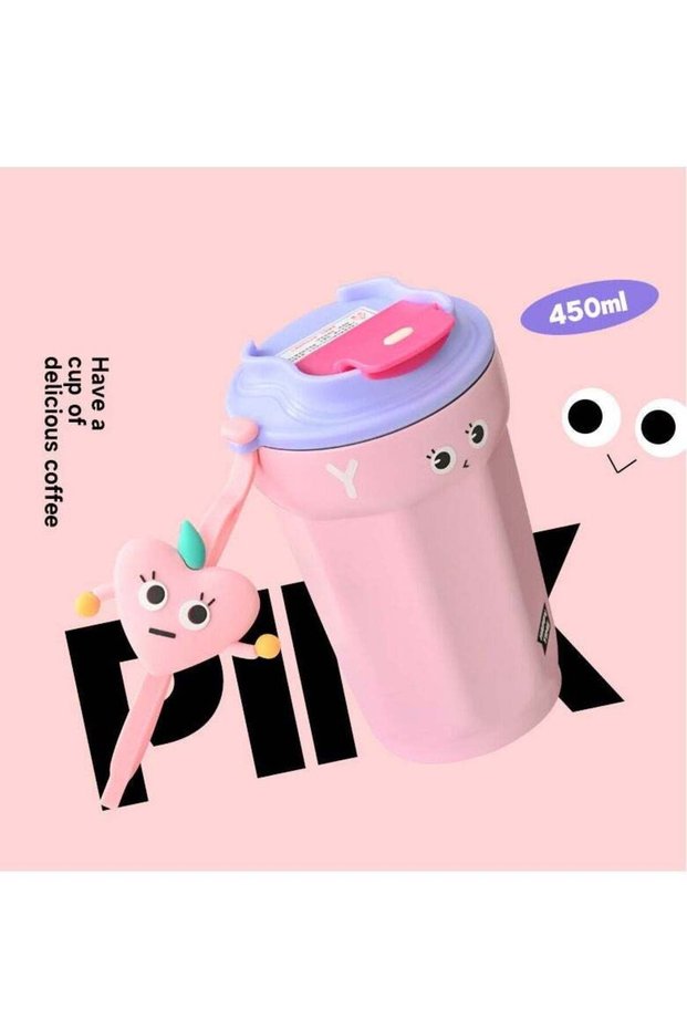 Coffee cups,316 stainless steel thermos cups, outdoor high-value car cups for students,Pink, 450ML