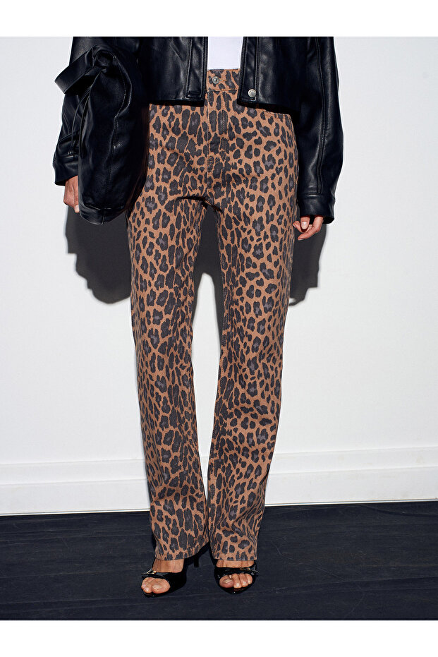 72078 100% قطن جينز بنقشة الفهد - لون جملي - 2