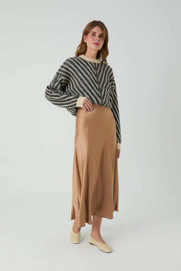 Camel Satin Skirt