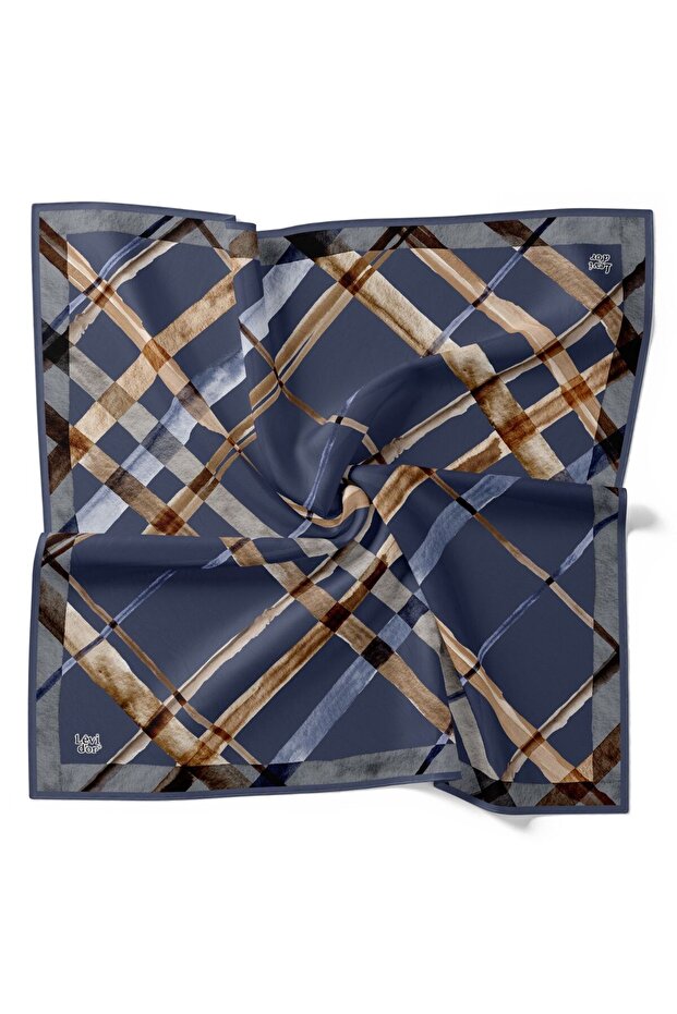 Striped Geometric Argyle Pattern Sparkling Crystal Scarf