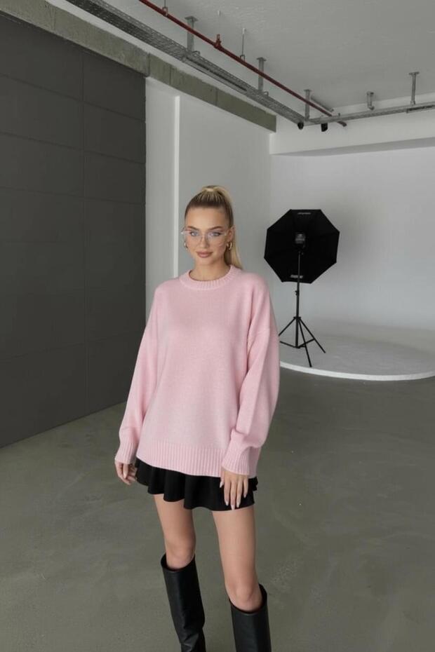 Kadın Basic Oversize Triko Kazak - 2