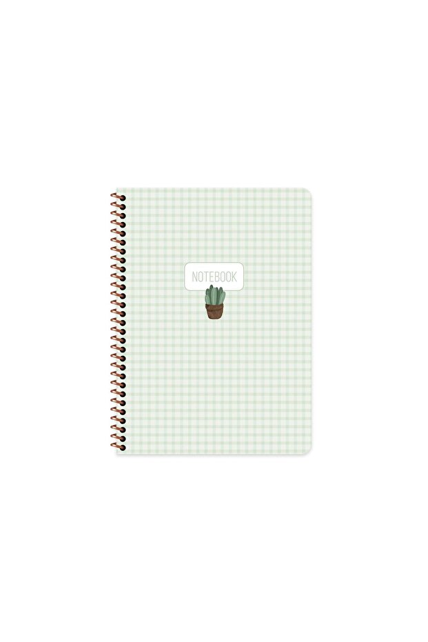 16.5X22.5 Spiral Bound Hard Cover Gingham Checkered Notebook - Green