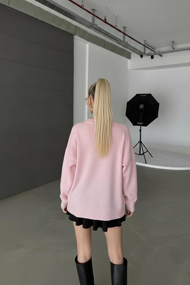 Kadın Basic Oversize Triko Kazak - 3