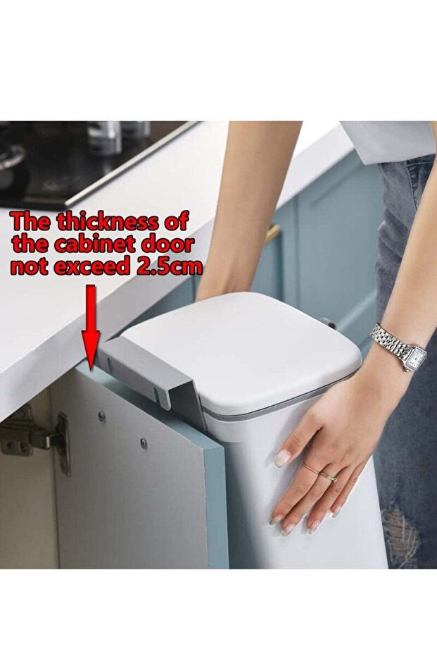 Kitchen Hanging Trash Can 9L, With Built-In Trash Bin For Cleaning With Lid With Handle,Garbage Can - 2