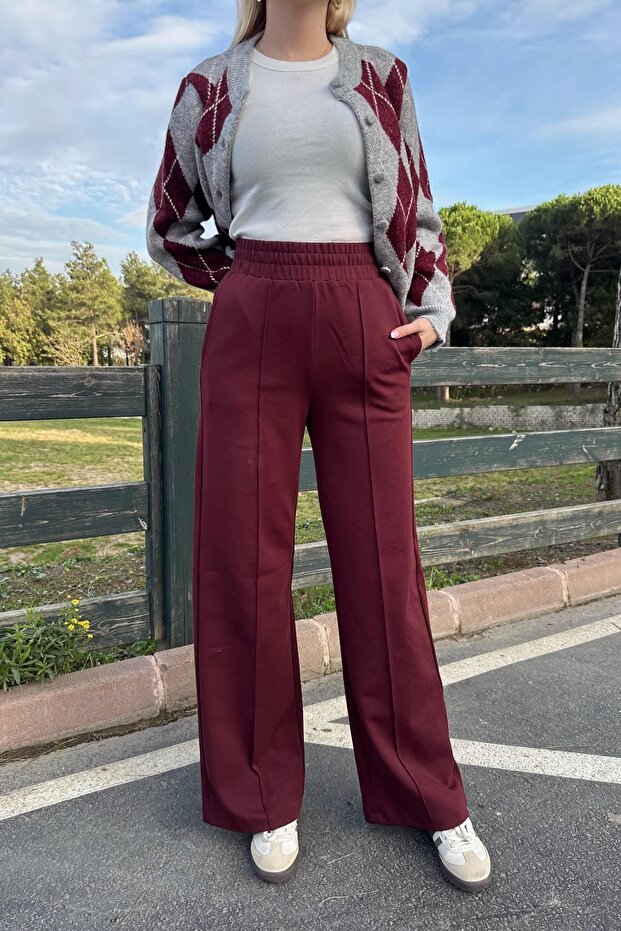 DİKİŞ DETAYLI BOL PANTOLON - 3