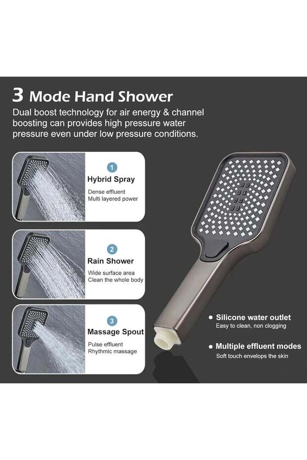 Thermostatic Shower Column, Digital Display, Ambient LED, 4 Functions, Rectangular Rain Shower - 4