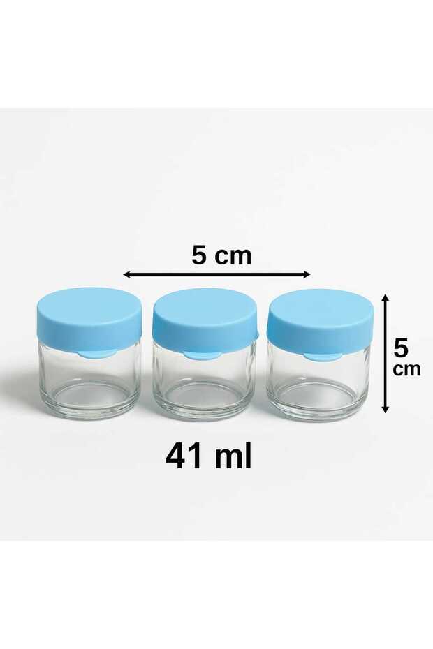 3-Piece Glass Jar Blue