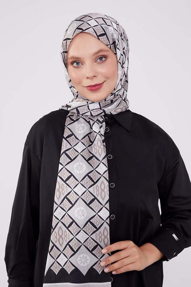 Black - Beige Drop Pattern Brand Shawl