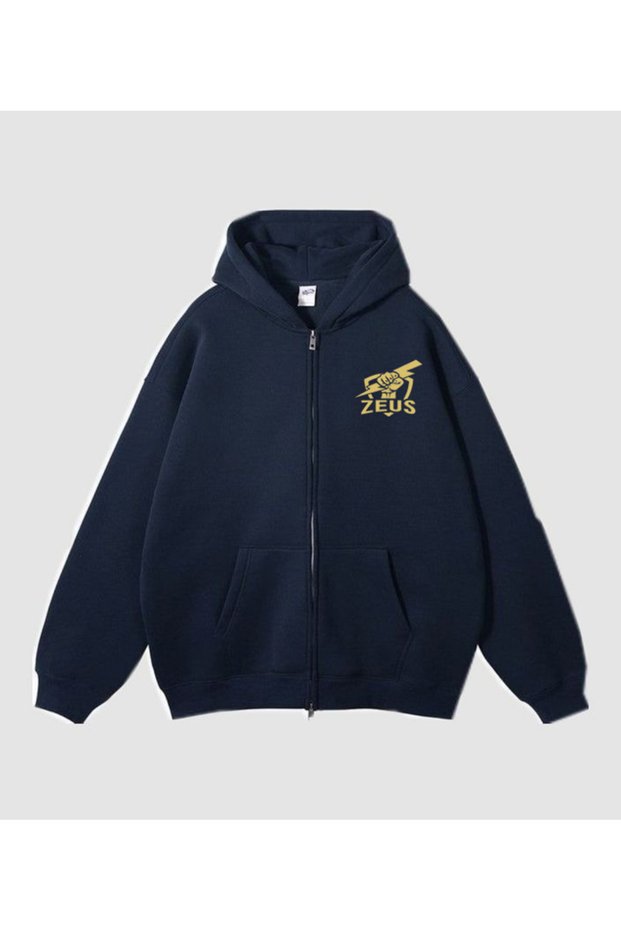 New Season Zip-Up 3-Ply Cotton Smile Printed Sweatshirt