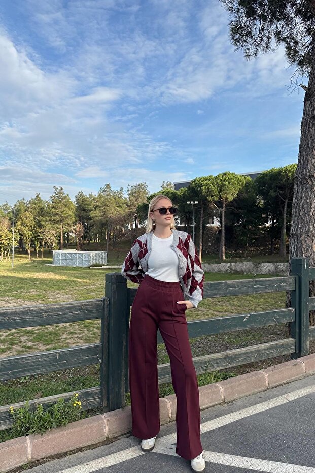 DİKİŞ DETAYLI BOL PANTOLON - 1