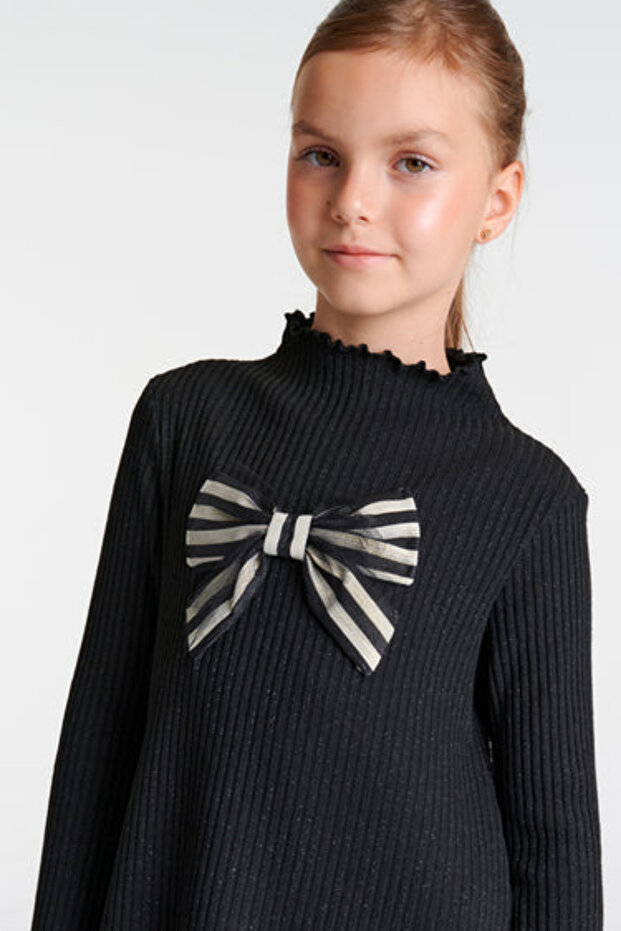 DSL0476 Siyah Örme Elbise - 5