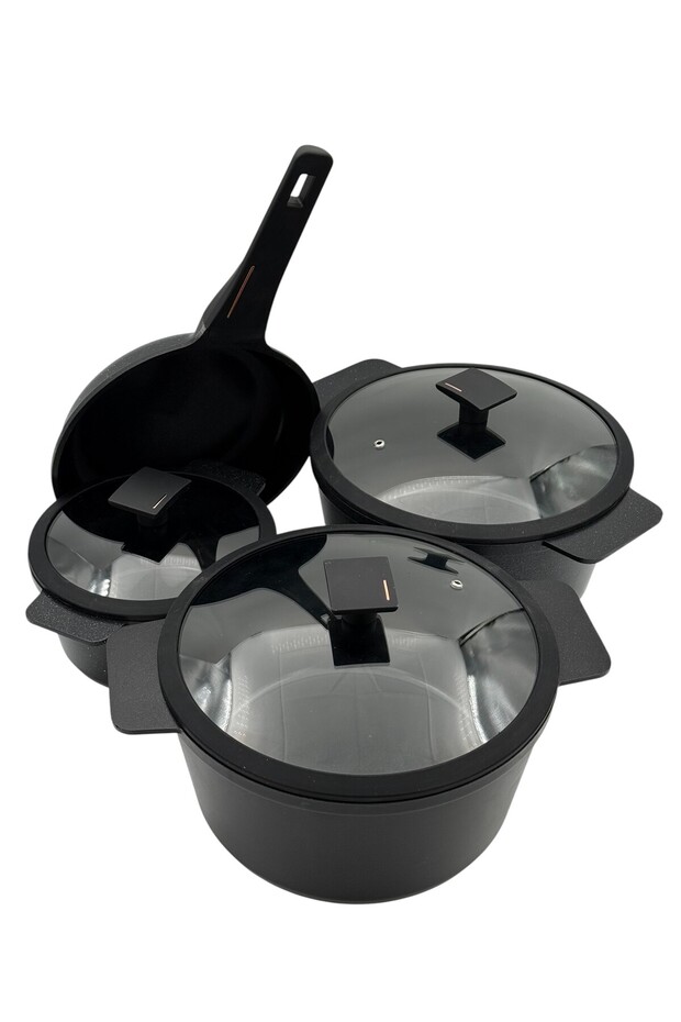 طقم أواني طهي بي آند دي 7 قطع باللون الأسود - 2