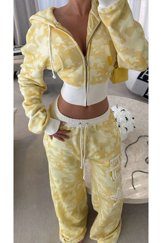 Restock Kamuflaj Baggy Alt Üst Eşofman Takımı ( 3 İplik Şardonlu) - 4