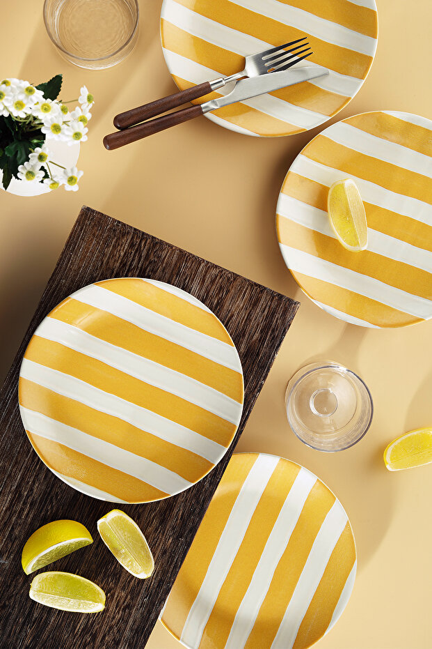 Ocean Line 4 Piece 20 cm Cake Plate Yellow