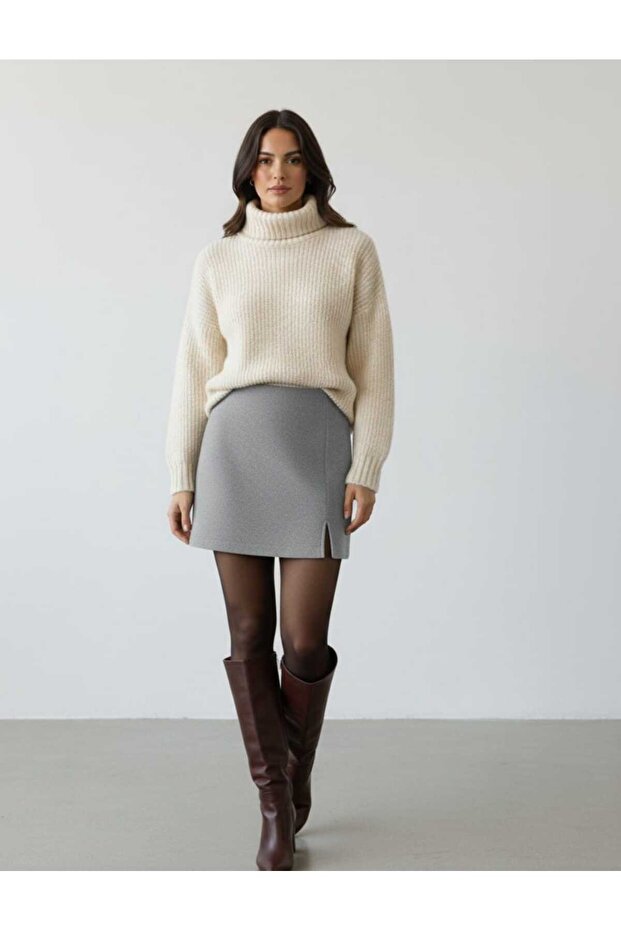 Yırmaç Detaylı Şort Etek - 1