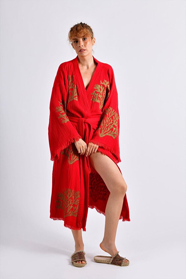 Red Ethereal Coral Kimono