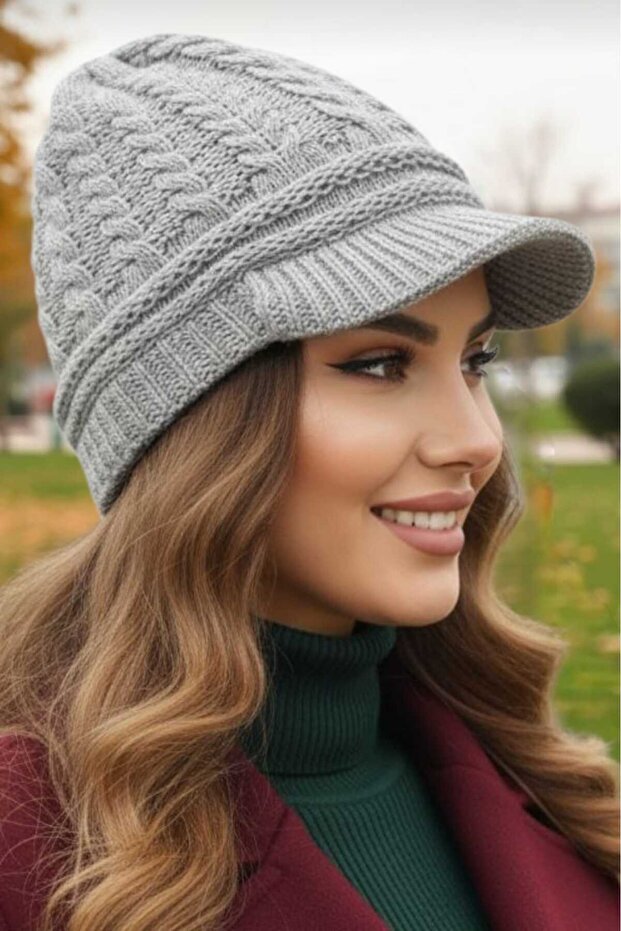 Women's Double Layered Knitted Beanie Knitwear Beanie