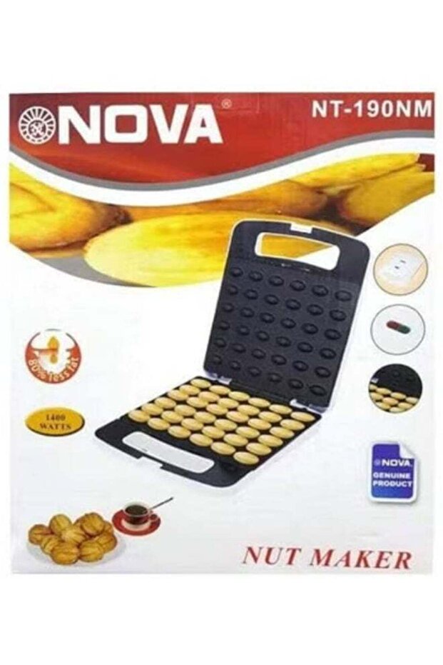 NOVA NT-190NM Walnut Cookie Maker – 36-Piece Electric Baking Machine with 1400W Double-Sided Heat