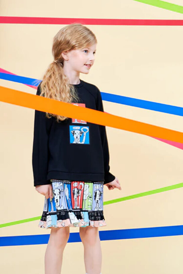 DSL0486 Dalmaçya Desenli Örme Elbise - 6