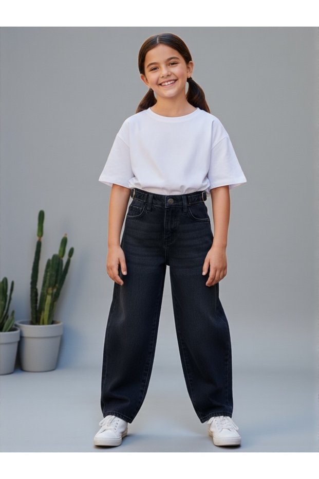 Girl's Wide Baggy Fit Wide Leg Jeans