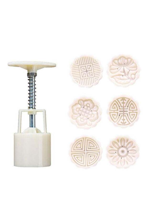 Mid Autumn Festival Moon Cake Making Mould White 14x5x5cm