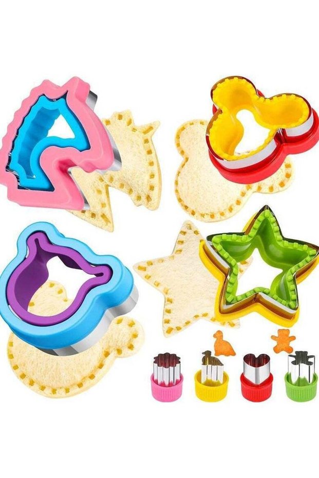 8Pcs Stainless Steel Sandwich Cookie Cutters Set Mini Vegetable Fruit Cutters Food Grade Cookie Cut