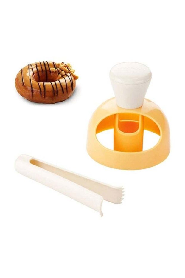 Donut Cake Mould with Dipping Plier, DIY Doughnut Biscuit Stamp Mould, Desserts Doughnut Maker Mold