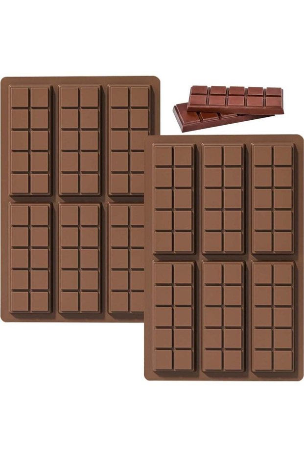 2 Pcs 6 Cavities Chocolate Bar Mold Deep, Square Thick Chocolate Bar Mold Silicone,Thick Silicone C