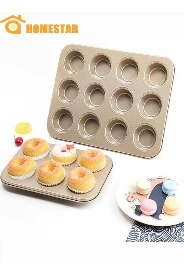 Muffin Pan 12-Cup, Stainless Steel Cupcake Pan Metal Muffin Baking Tins for Oven, Easy Clean, Non-t