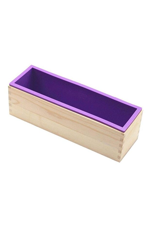 42 Ounce Rectangular Soap Silicone Loaf Mold Wood Box Set for Soap Toast Candle Making Purple 28x28