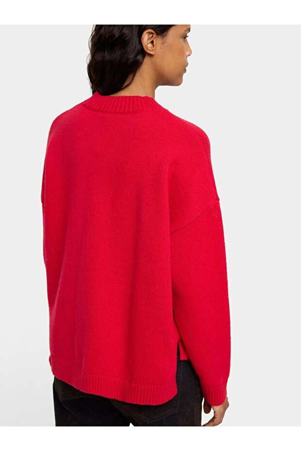 Deri Efektli Cepli Örme Kazak - 4