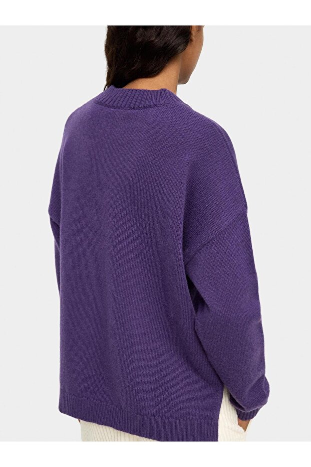 Deri Efektli Cepli Örme Kazak - 4