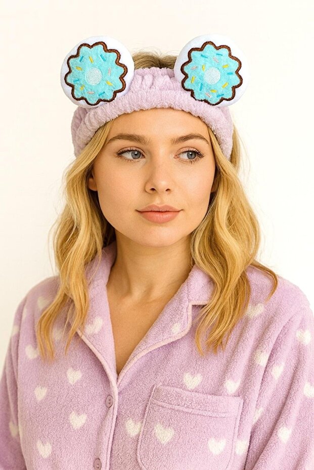 Purple Color Donut Figured Plush Hair Band