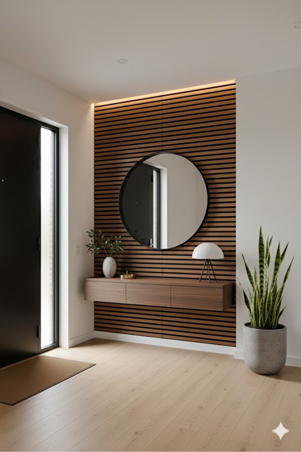 Ceviz Renk MDF Duvar Paneli 100×280 cm | Akustik Keçeli Dekoratif Çıta Paneli | 3 mm MDF + 3 mm Keçe - 5