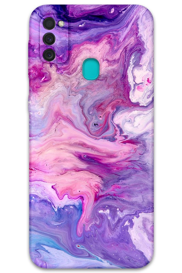 حافظة هاتف متوافقة مع Galaxy M21 بنمط زهور + واقي شاشة - 5800