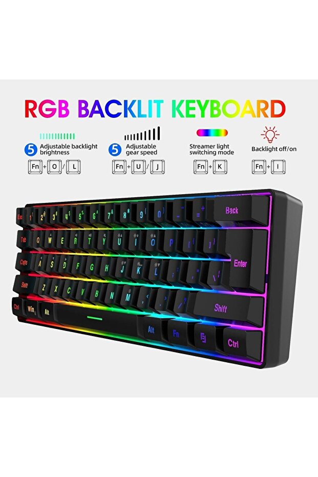 INSTA Mechanical Gaming Keyboard – RGB Backlit, Ergonomic Wired USB Keyboard for PC, Mac, Laptop