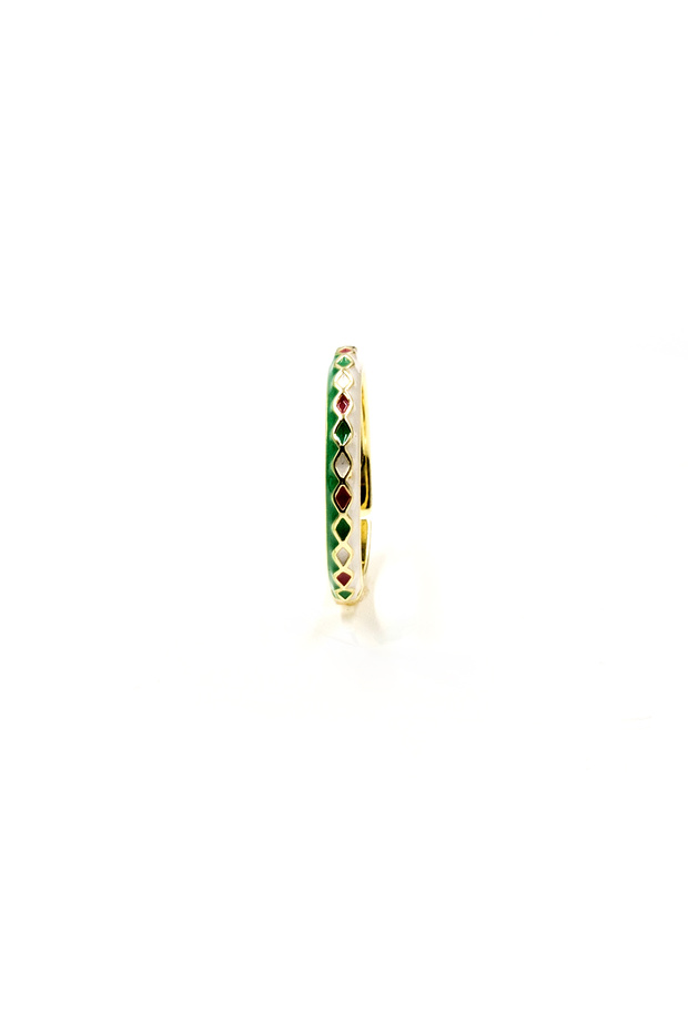 Full Tour Green Ring with Enamel - Colorful |   Adjustable, Does Not Blacken - 2