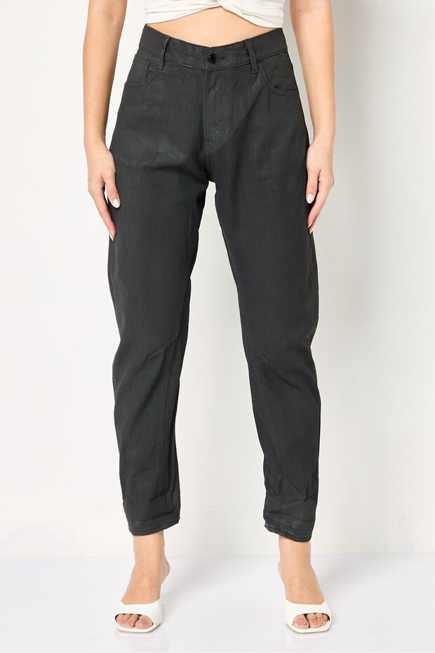 Women Boyfriend Fit Washed No Stretch Jeans, Black