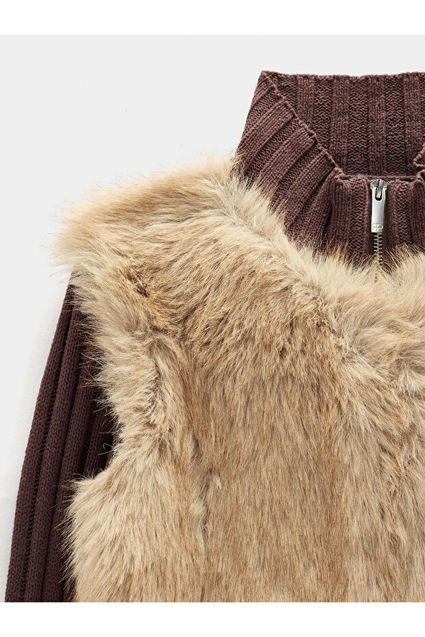 Kürk Efektli Örme Hırka - 6